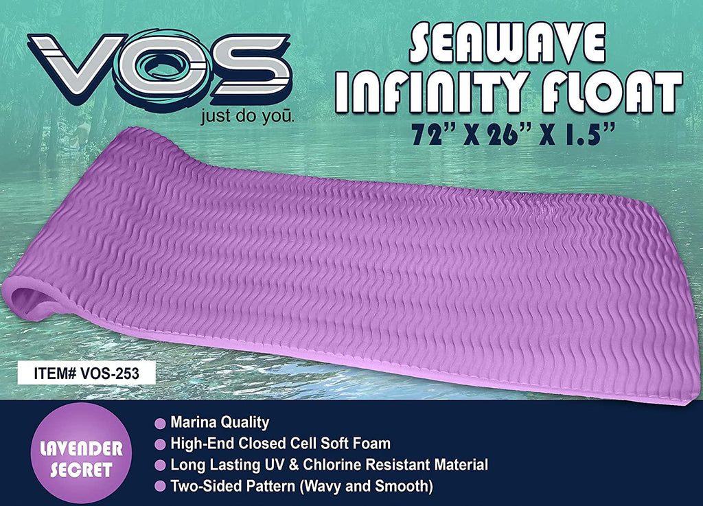 Vos 72 Inch Soft Wavy Foam UV Chlorine Protected Water Pool Float Lounger and Oasis Water Saddle Swimming Pool or Beach Float
