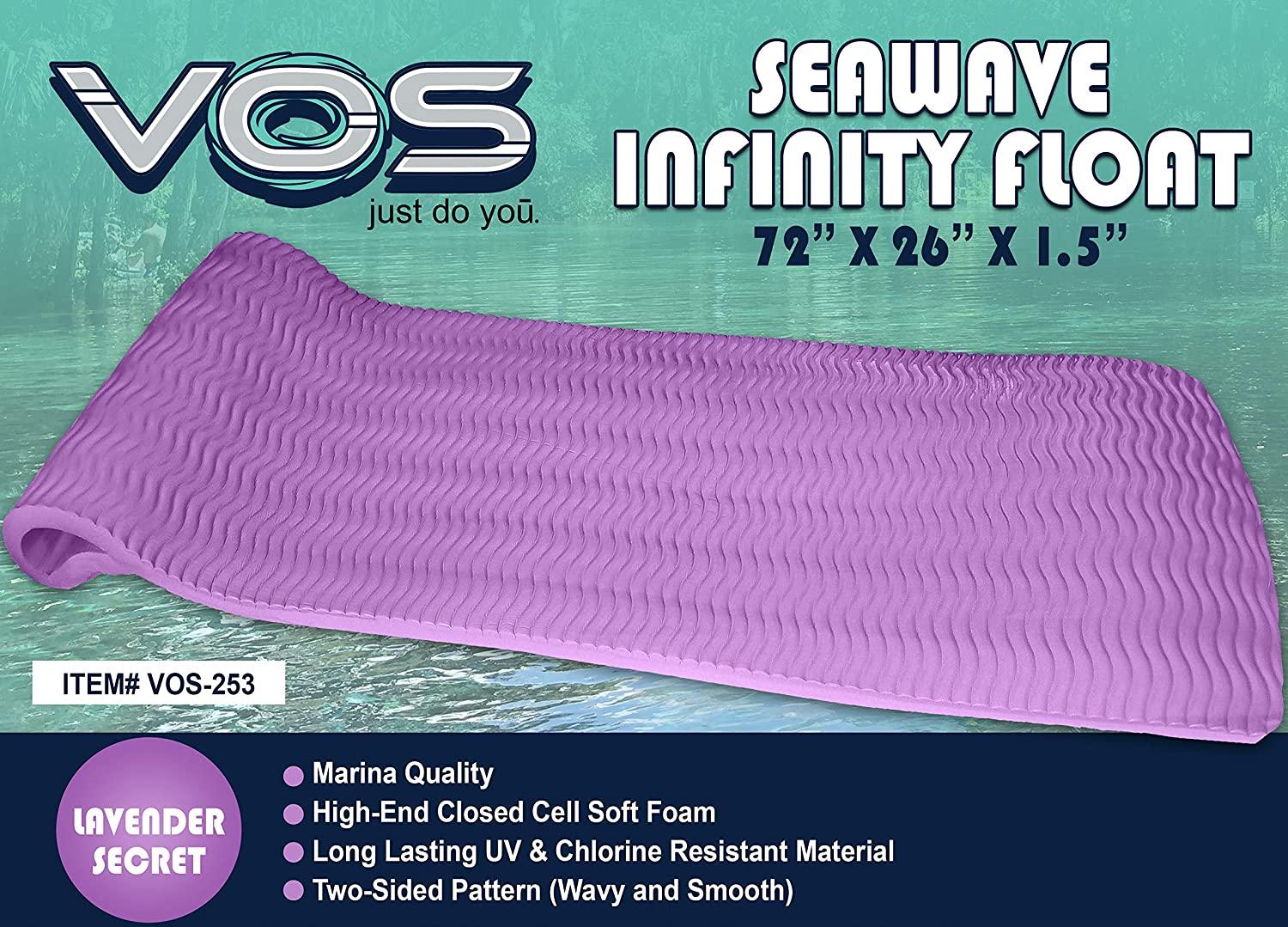 Vos 72 Inch Soft Wavy Foam UV Chlorine Protected Water Pool Float Lounger and Oasis Water Saddle Swimming Pool or Beach Float