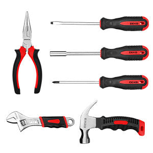 Drill Set: Tool Set with 8V Red Cordless Drill, Home Tool Kit with Drill, Hand Tool Kits for Women 126 Piece