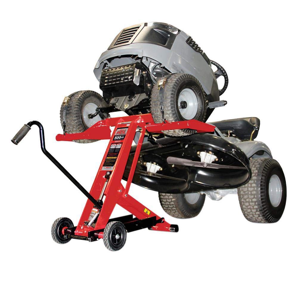45501 HDL500 Hydraulic Cylinder Lift Jack for Zero Turn Radius Riding Lawn Mower Maintenance and Repair - 500 Pound Lift Capacity with LocBar for Added Safety