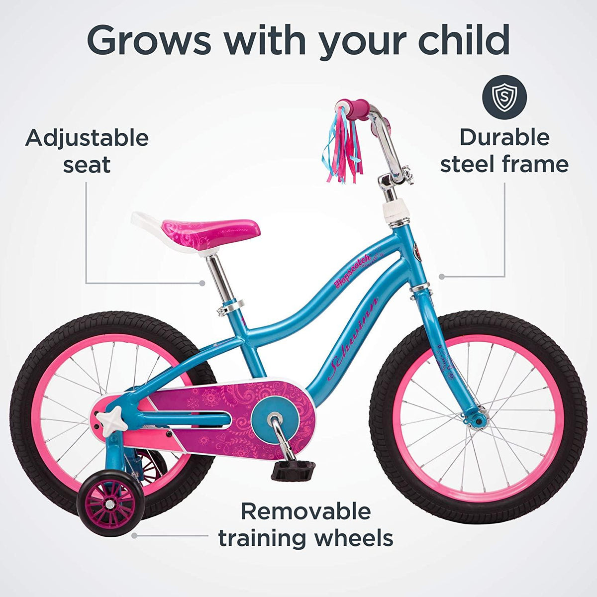 Schwinn Hopscotch  Build Kids Bike, 16-Inch Wheels, Smart Start Steel Frame, Easy Tool-Assembly, Teal
