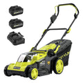 40V 16-inch Cordless Lawn Mower with 45L Grass Collection Bag, 6 Position Height Adjustment Electric Lawn Mower, 2 x 20V 4.0Ah Battery Powered Push Lawnmower, 2.4A Fast Charger, Lemon Green