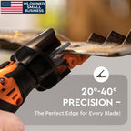 Cordless Lawn Mower Blade Sharpener – Adjustable 20°- 40° Angle Guide-Rotary Tool with Replaceable Sharpening Wheel Bits &amp; Fast Rechargeable Battery – Effortless Precision for Lawn Care