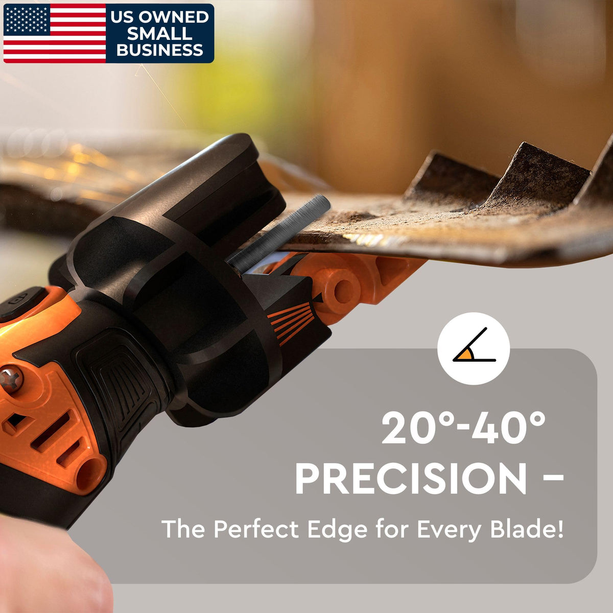 Cordless Lawn Mower Blade Sharpener – Adjustable 20°- 40° Angle Guide-Rotary Tool with Replaceable Sharpening Wheel Bits &amp; Fast Rechargeable Battery – Effortless Precision for Lawn Care