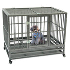 Brian Constance Heavy Duty Dog Crate CaKennel Metal Portable Easy to Move with Four Wheels and Tray,for Small, Medium, LarDog