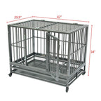 Brian Constance Heavy Duty Dog Crate CaKennel Metal Portable Easy to Move with Four Wheels and Tray,for Small, Medium, LarDog