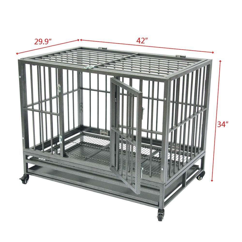 Brian Constance Heavy Duty Dog Crate CaKennel Metal Portable Easy to Move with Four Wheels and Tray,for Small, Medium, LarDog