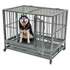 Brian Constance Heavy Duty Dog Crate CaKennel Metal Portable Easy to Move with Four Wheels and Tray,for Small, Medium, LarDog