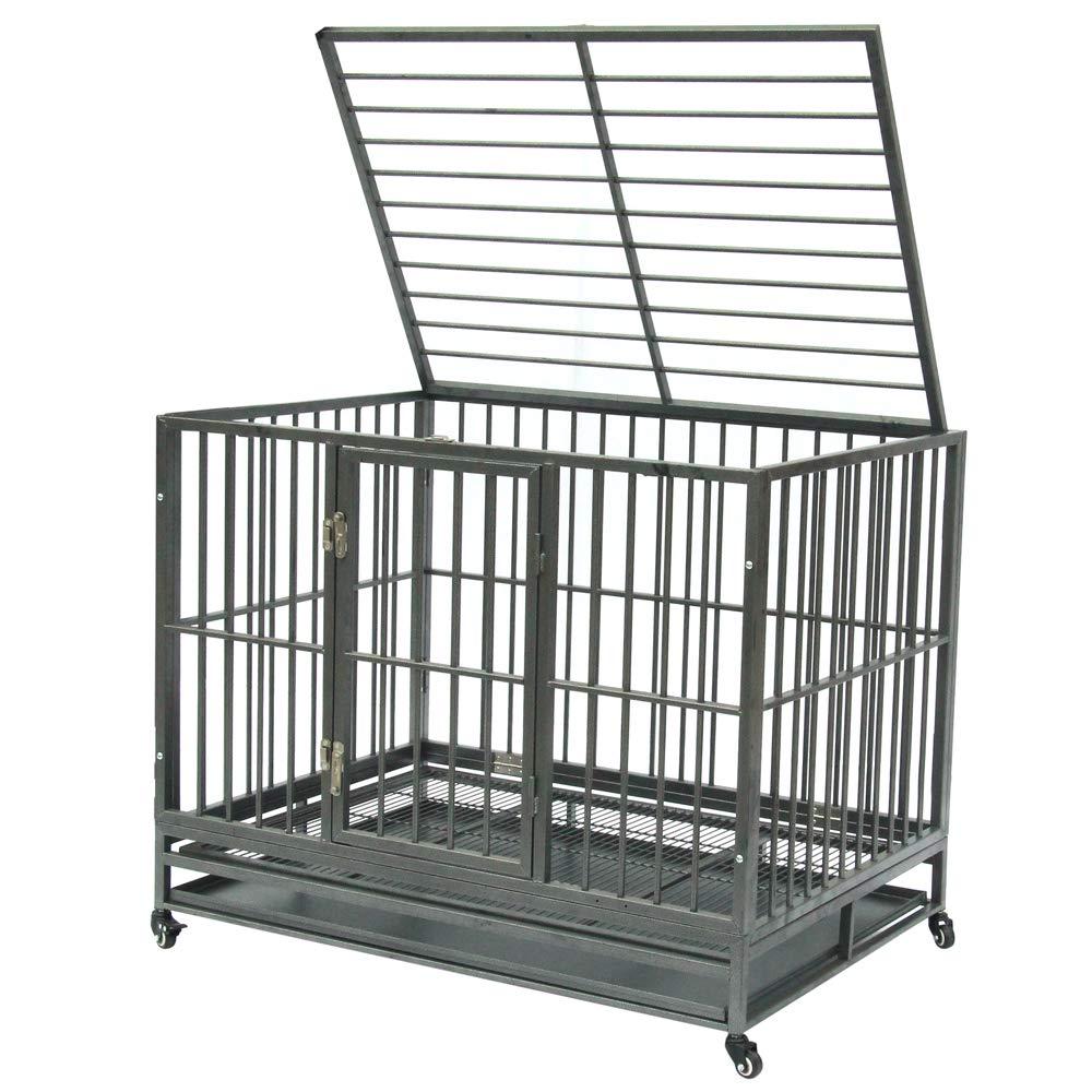 Brian Constance Heavy Duty Dog Crate CaKennel Metal Portable Easy to Move with Four Wheels and Tray,for Small, Medium, LarDog