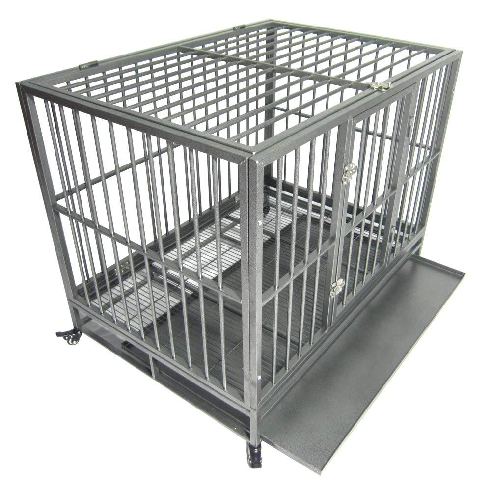 Brian Constance Heavy Duty Dog Crate CaKennel Metal Portable Easy to Move with Four Wheels and Tray,for Small, Medium, LarDog