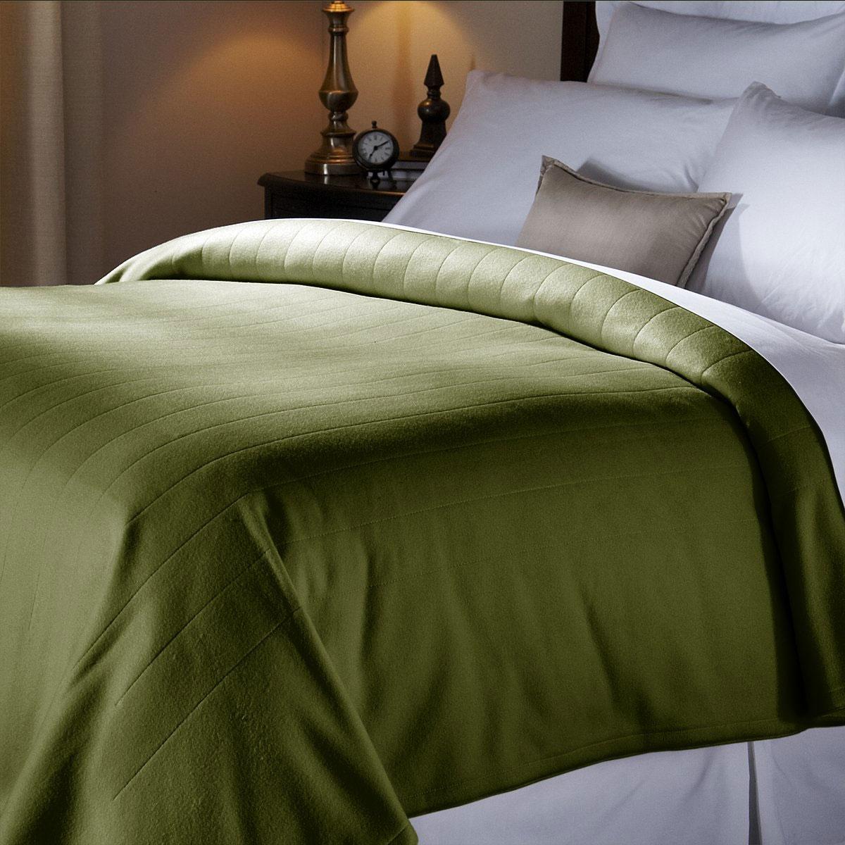 Sunbeam Quilted Fleece Electric Heated Blanket Ivy Green King