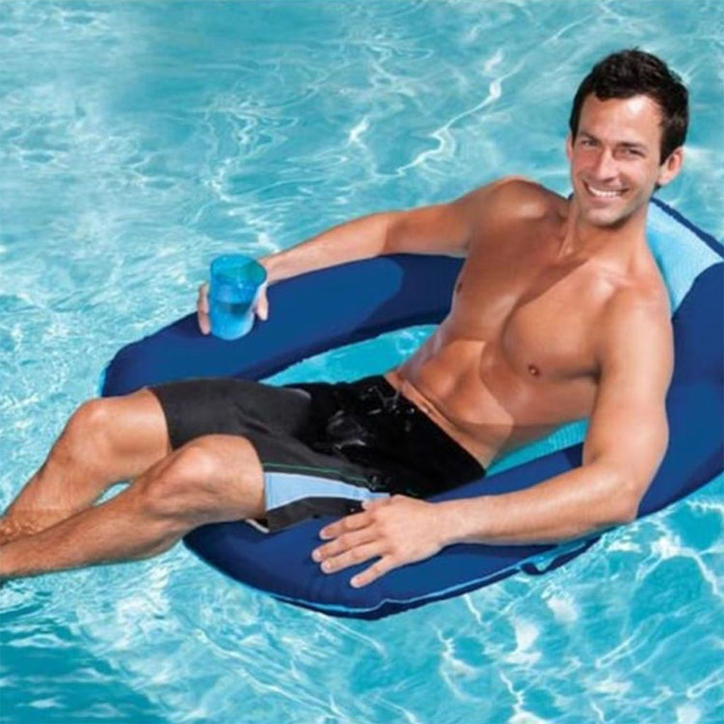 SwimWays Spring Float SunSeat Comfortable Summertime Relaxation Lounge Seat with Cup Holder for Water Pool Lake River Beach,