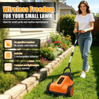 Mini Cordless Lawn Mower, 9 Inch Electric Grass Cutter, Brushless Motor, 2 x 21V 4.0Ah Batteries, 3 Adjustable Cutting Heights, Lightweight Push Mower for Small Yard &amp; Garden (Orange)