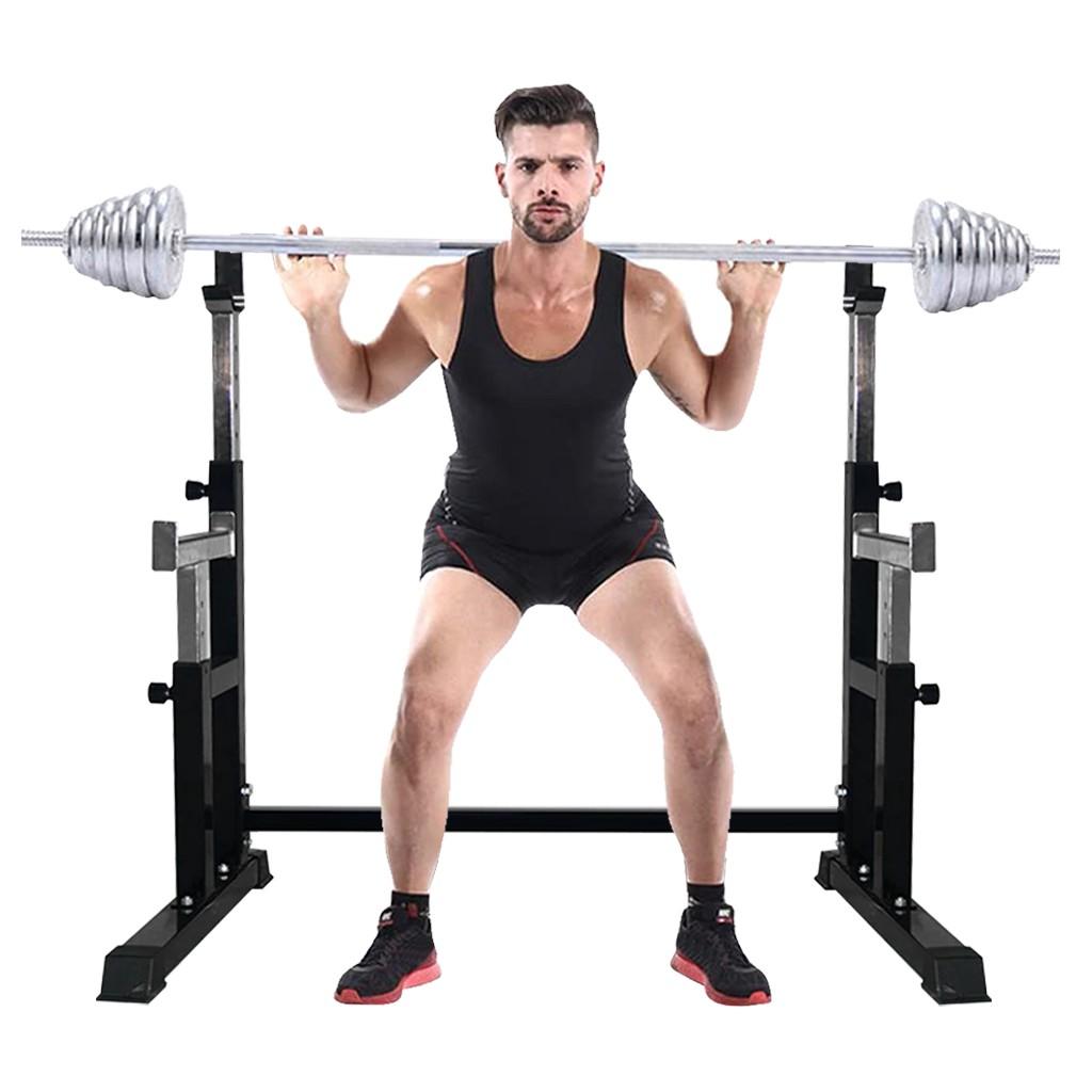 Baby Amor Barbell Rack 550 Lbs. Max Load Adjustable Squat Stand Dipping Station Weight Bench