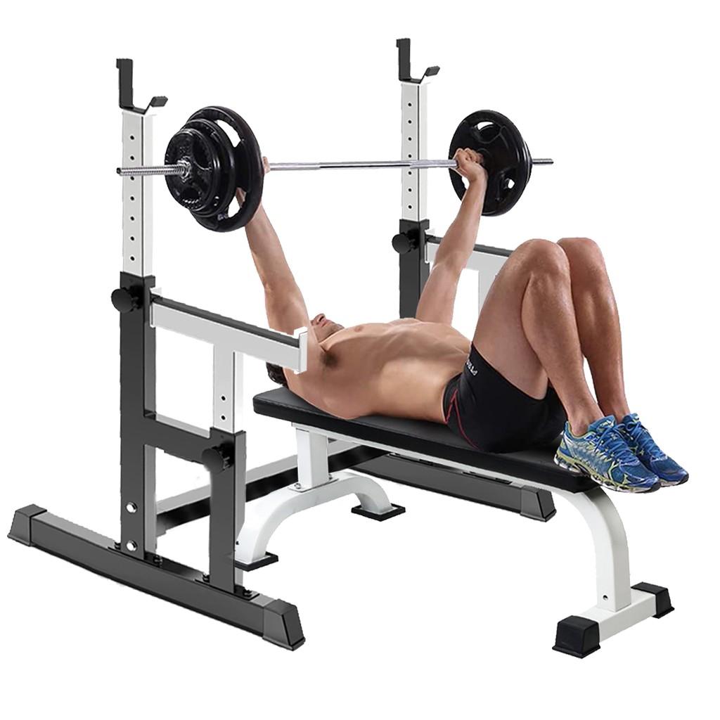 Baby Amor Barbell Rack 550 Lbs. Max Load Adjustable Squat Stand Dipping Station Weight Bench
