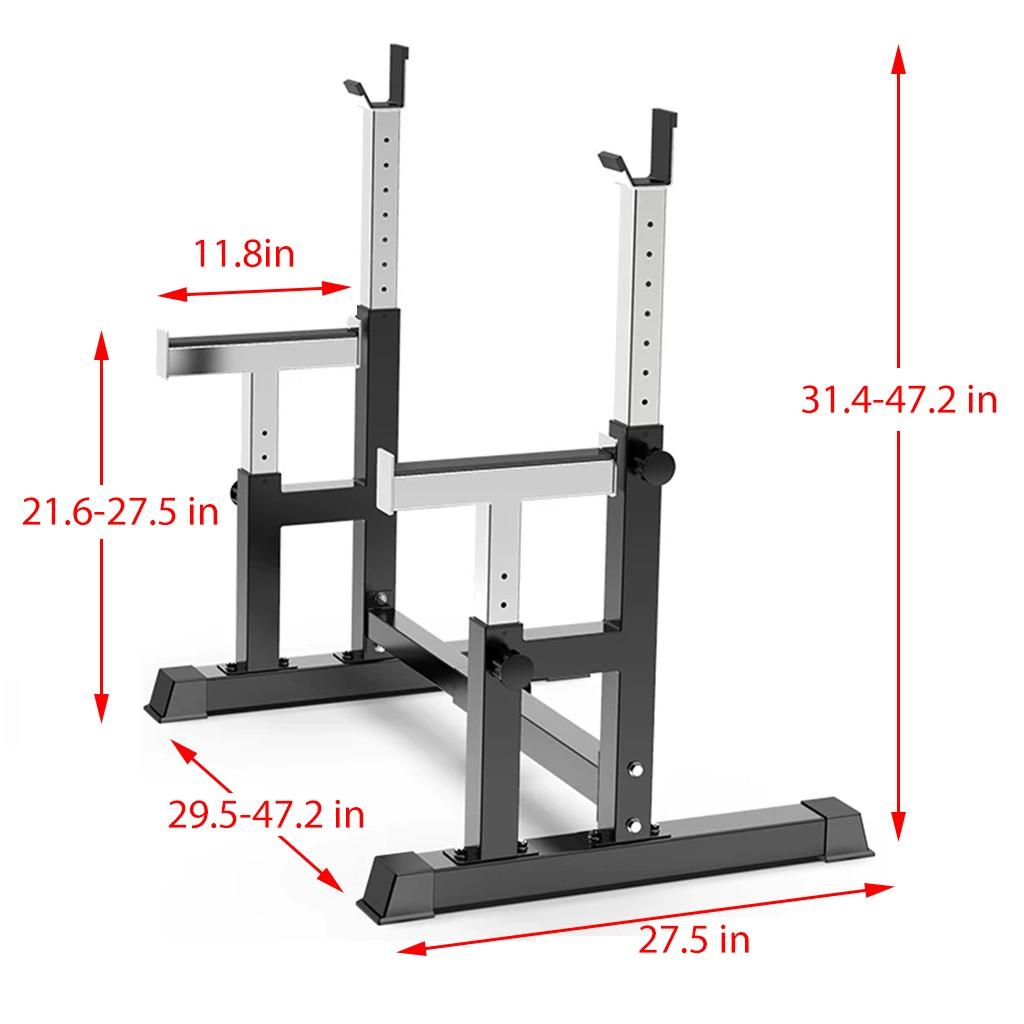 Baby Amor Barbell Rack 550 Lbs. Max Load Adjustable Squat Stand Dipping Station Weight Bench