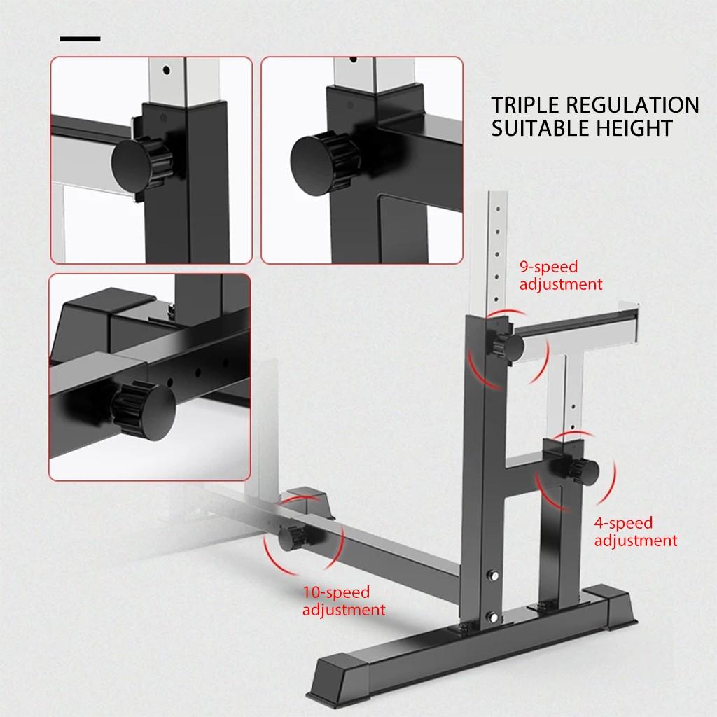Barbell Rack 550LBS Max Load Adjustable Squat Stand Dipping Station