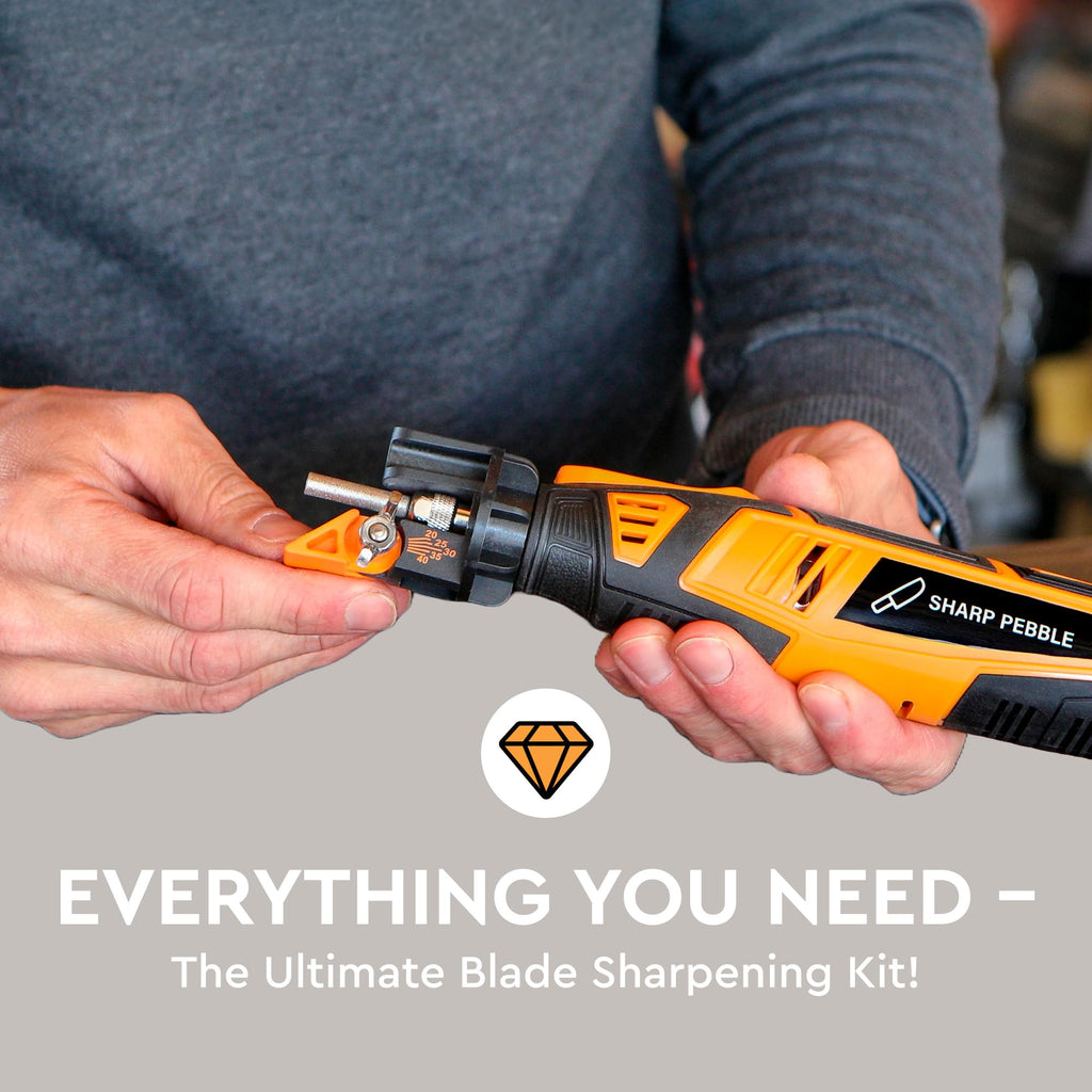 Cordless Lawn Mower Blade Sharpener – Adjustable 20°- 40° Angle Guide-Rotary Tool with Replaceable Sharpening Wheel Bits &amp; Fast Rechargeable Battery – Effortless Precision for Lawn Care
