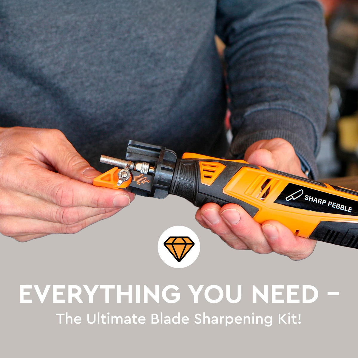 Cordless Lawn Mower Blade Sharpener – Adjustable 20°- 40° Angle Guide-Rotary Tool with Replaceable Sharpening Wheel Bits &amp; Fast Rechargeable Battery – Effortless Precision for Lawn Care