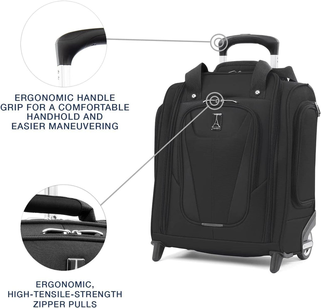 Maxlite 5 Softside Lightweight Rolling Underseat Compact Carry-On Upright 2 Wheel Bag, Men and Women, Black, 15-Inch