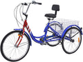 Adult Tricycles 7 Speed Adult Trikes, 20/24/26 Inch 3 Wheel Bikes, Three-Wheeled Bicycles Cruise Trike with LarBasket for Women Men Shopping Exercise Recreation