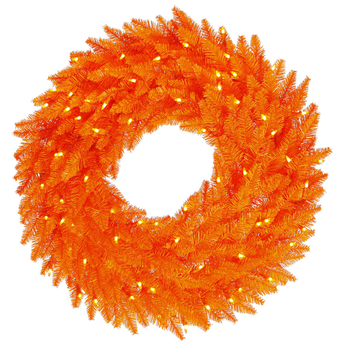 Vickerman 36" Orange Artificial Christmas Wreath, Orange Dura-lit Incandescent Mini Lights