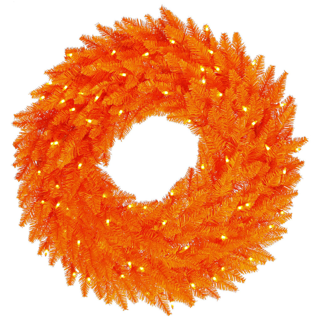 Vickerman 36" Orange Artificial Christmas Wreath, Orange Dura-lit Incandescent Mini Lights