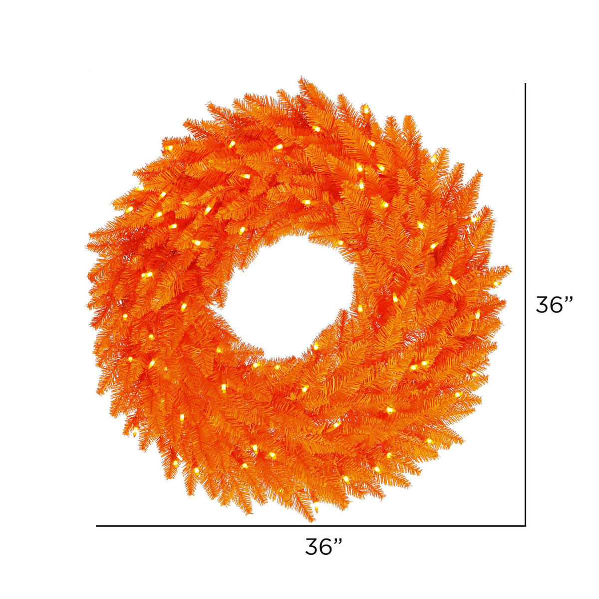Vickerman 36" Orange Artificial Christmas Wreath, Orange Dura-lit Incandescent Mini Lights