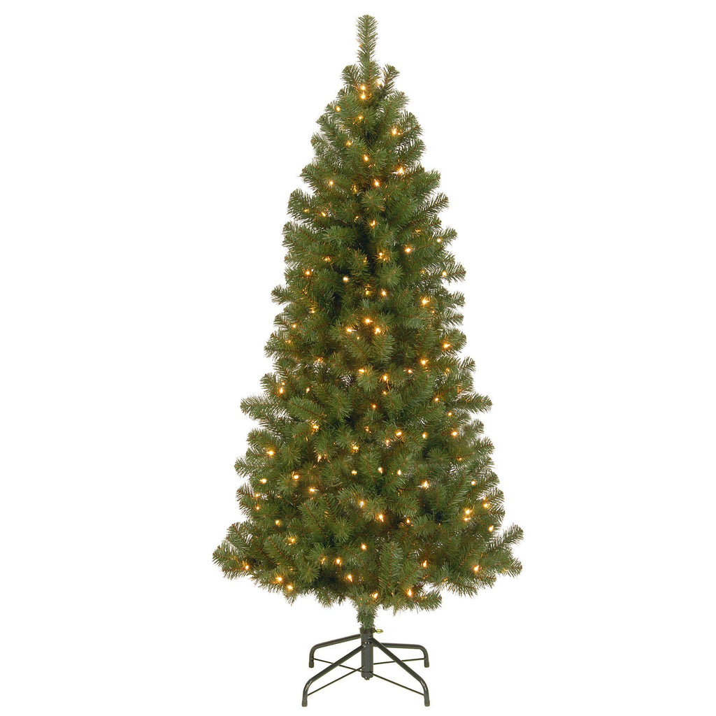 National Tree Company Clear Prelit Incandescent Green Hinged Slim Christmas Tree, 7'