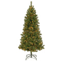 National Tree Company Clear Prelit Incandescent Green Hinged Slim Christmas Tree, 7'