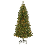 National Tree Company Clear Prelit Incandescent Green Hinged Slim Christmas Tree, 7'