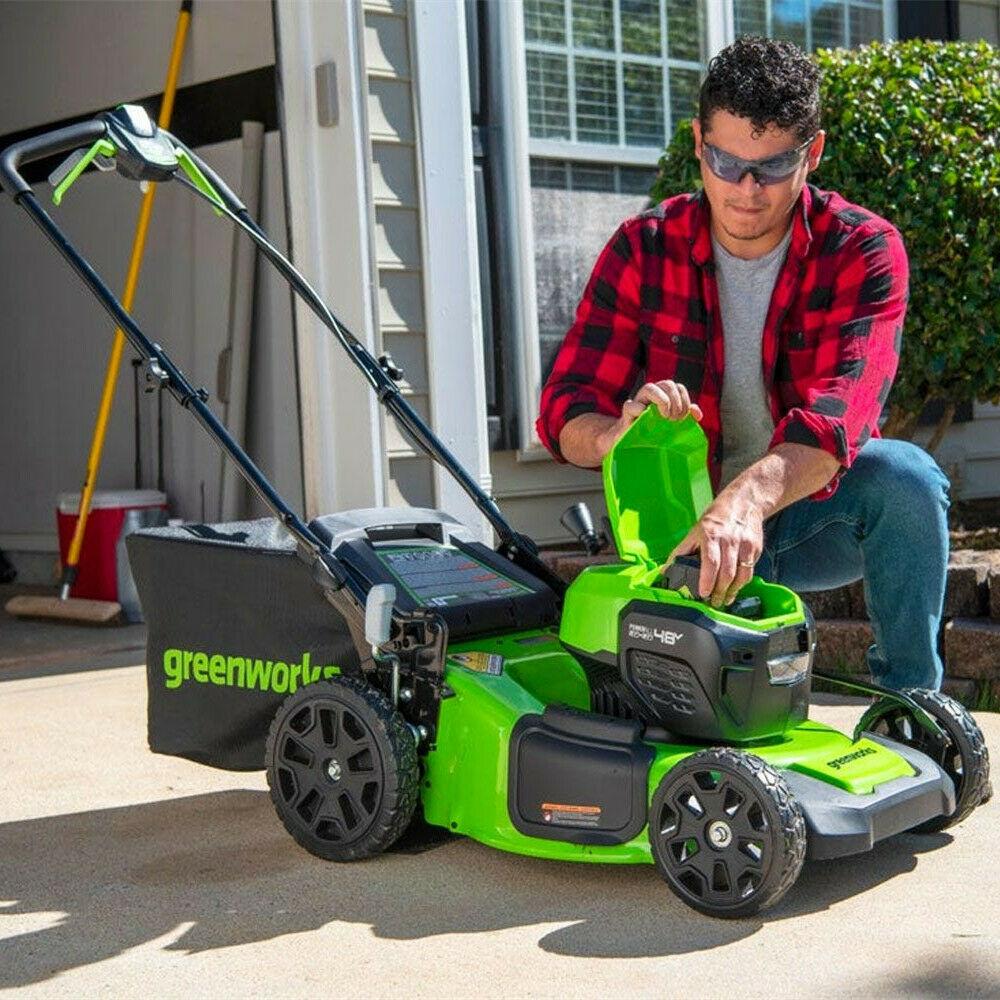 Greenworks 48V 21'' Cordless Lawn Mower Self Propelled 7 Position 2x 5Ah Battery