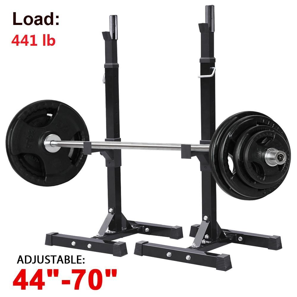 SmileMart 44"-70" Adjustable Squat Rack Portable Dumbbell Racks Barbell Press Stands