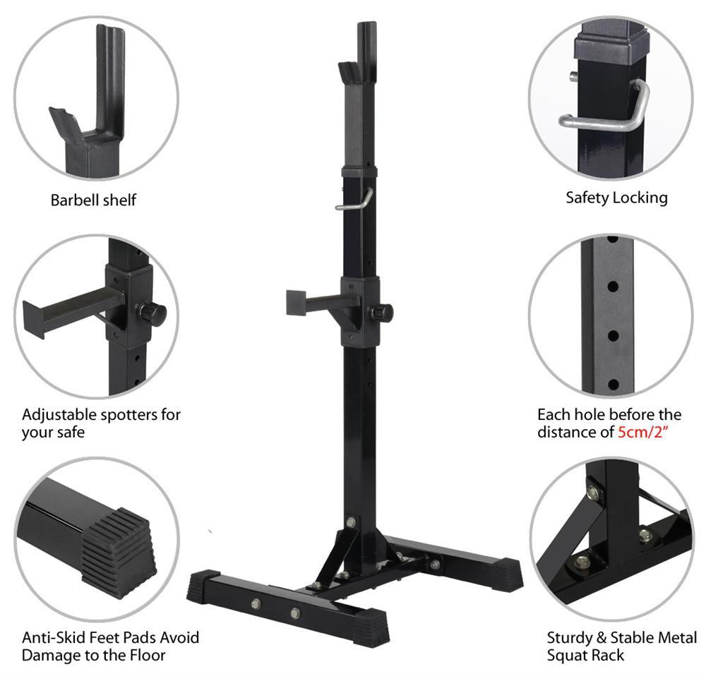 SmileMart 44"-70" Adjustable Squat Rack Portable Dumbbell Racks Barbell Press Stands