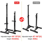 SmileMart 44"-70" Adjustable Squat Rack Portable Dumbbell Racks Barbell Press Stands