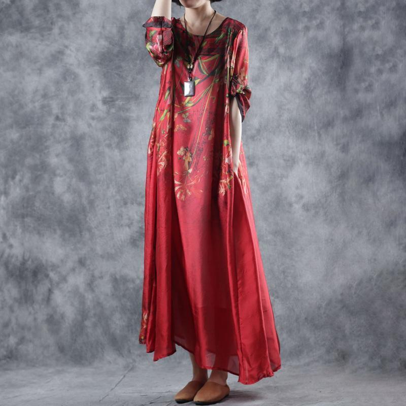 Floral Print Big Swing Maxi Dress