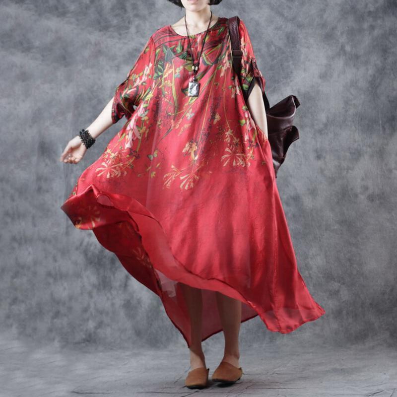 Floral Print Big Swing Maxi Dress