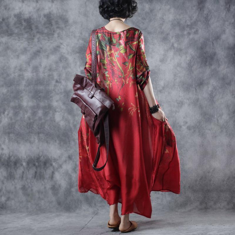 Floral Print Big Swing Maxi Dress