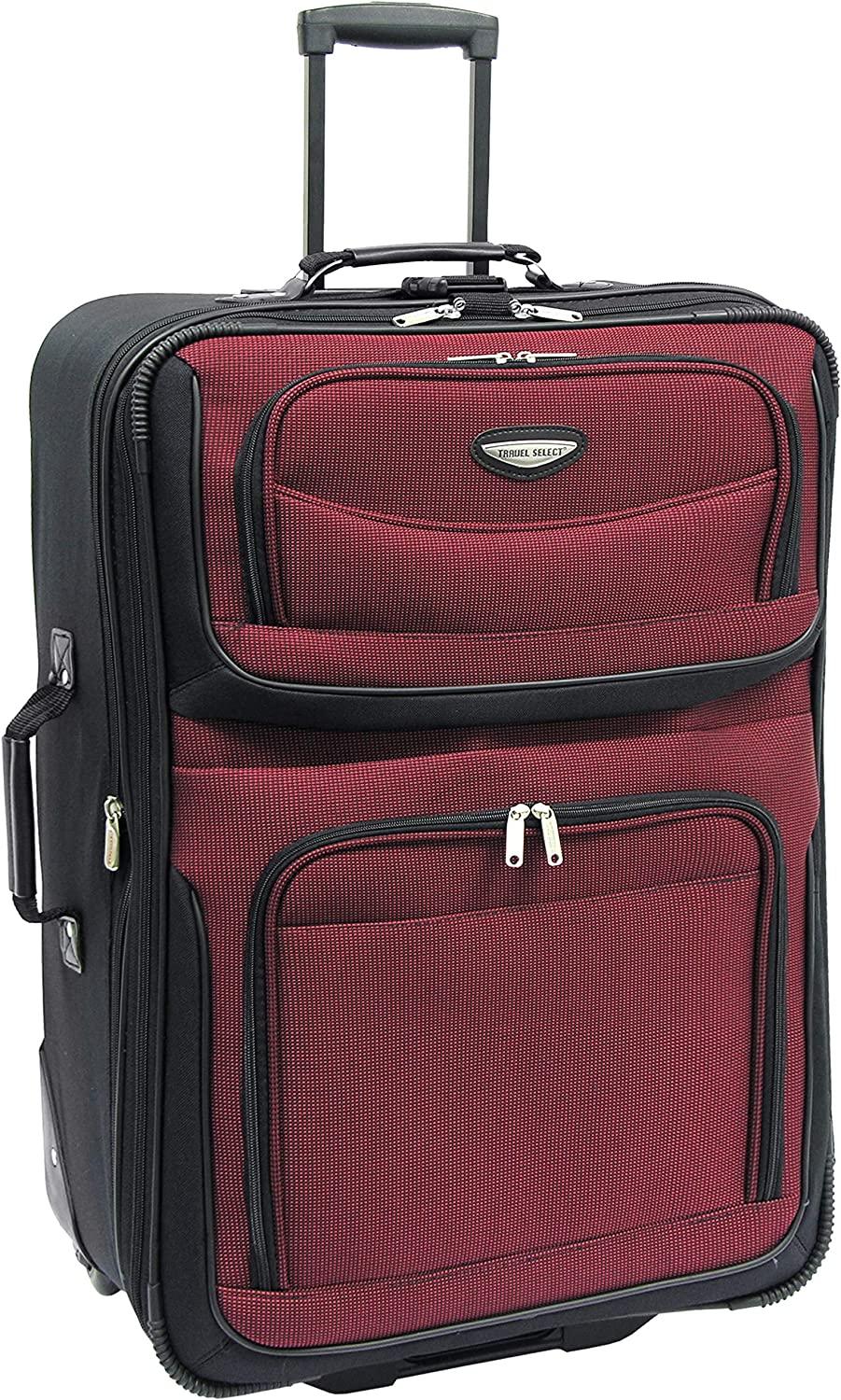 Amsterdam Expandable Rolling Upright Luggage, Burgundy, Checked-Large 29-Inch