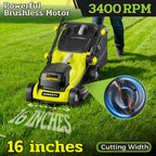40V Electric Lawn Mower 16" Cordless Battery Powered Mower, 2 in 1 Mulching Lawnmower with 5-Position Height Adjustment 10.6 Gallon Bag, Small Push Lawn Trimmer, 2X4.0Ah Battery and 2 Chargers