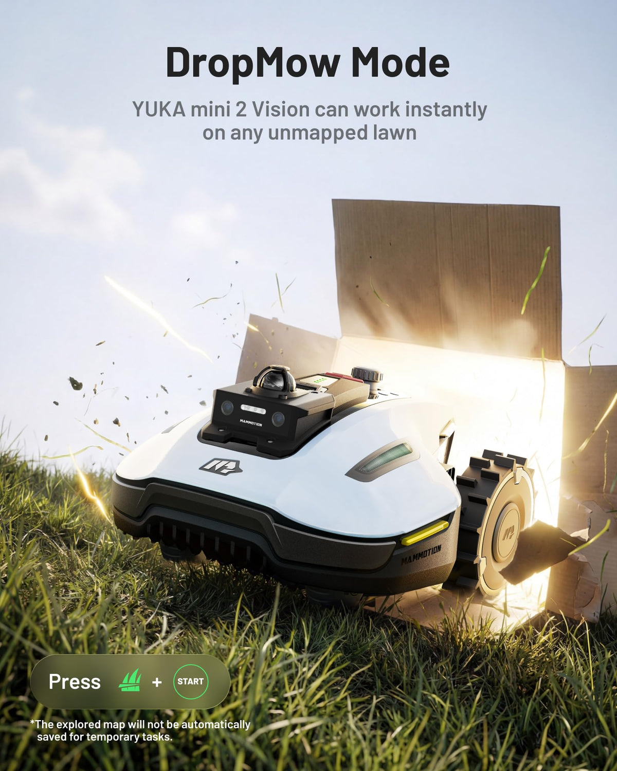 (2026 Upgrade)  YUKA mini 2 1000H Robotic Lawn Mower, for 0.25 Acre, 360° LiDAR + AI Vision, 45% Slope, DropMow, Smart Battery Management,Cutting Heights 2.0"-3.5"
