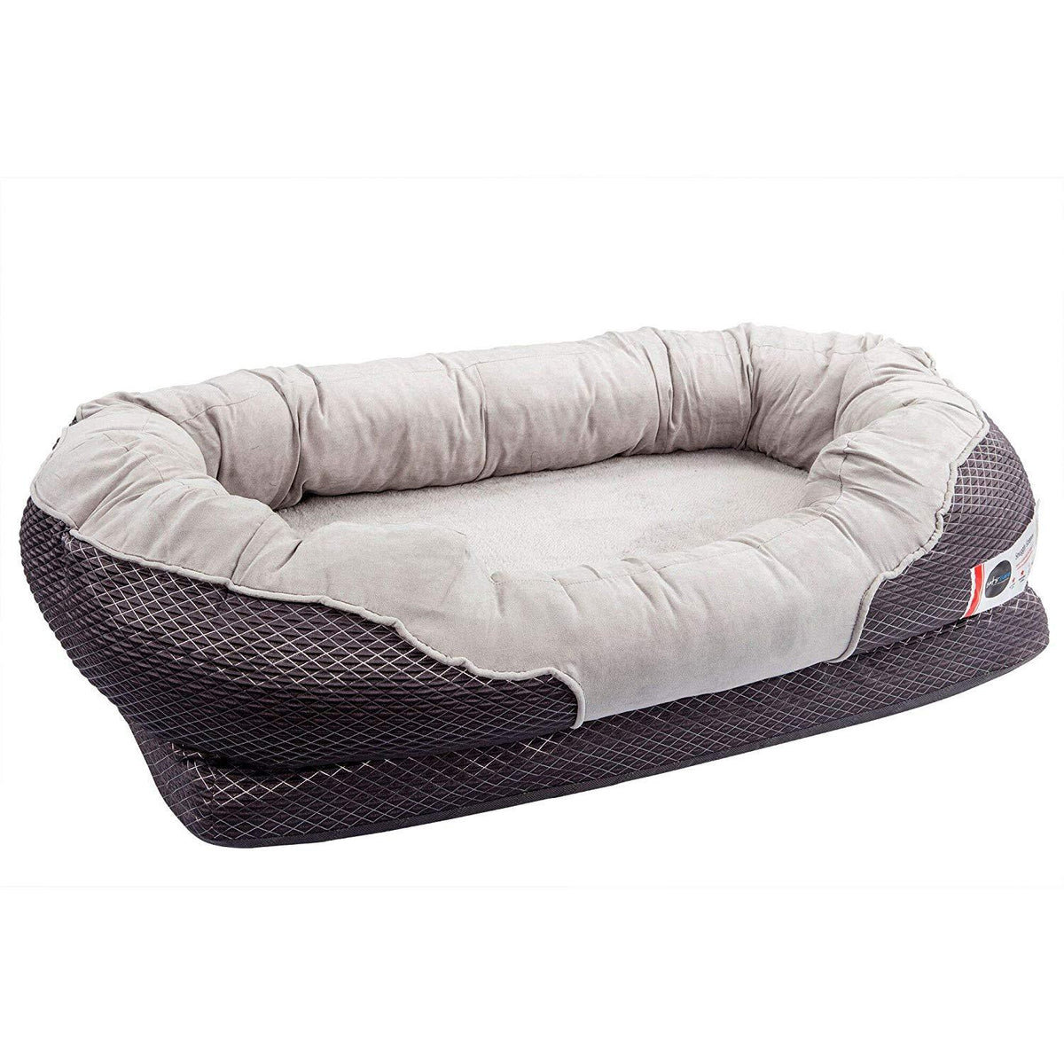 BarksBar Gray Orthopedic Dog Bed - Snly Sper - with Solid Orthopedic Foam, Extra Comfy Cotton-Padded Rim Cushion and Nonslip Bottom
