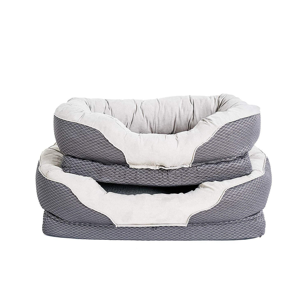 BarksBar Gray Orthopedic Dog Bed - Snly Sper - with Solid Orthopedic Foam, Extra Comfy Cotton-Padded Rim Cushion and Nonslip Bottom