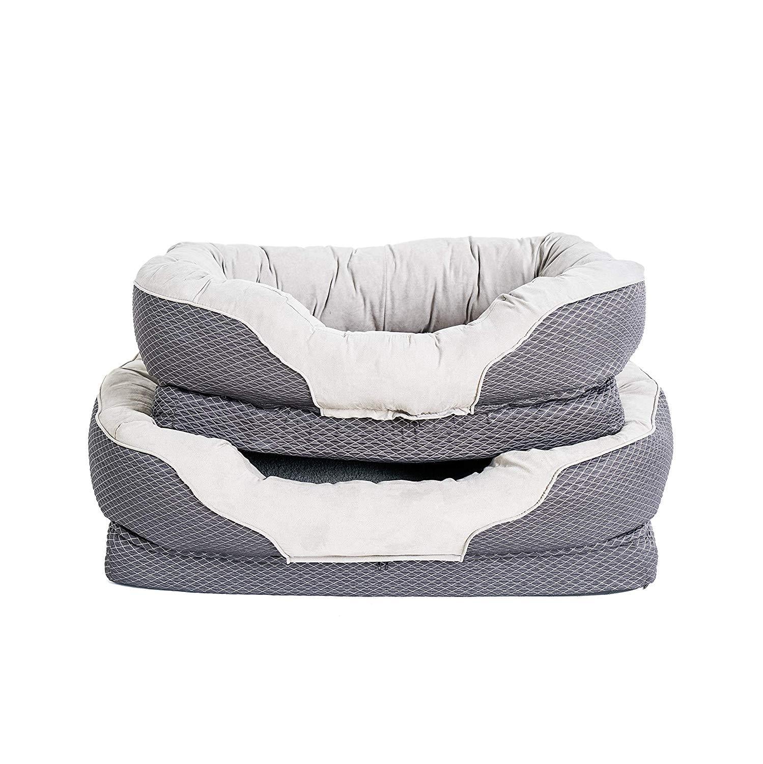 BarksBar Gray Orthopedic Dog Bed - Snly Sper - with Solid Orthopedic Foam, Extra Comfy Cotton-Padded Rim Cushion and Nonslip Bottom