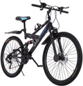 Mountain Bike for Adult/Mens/Womens, 26 Inch 21 Speed All-Terrain Bicycle, High Carbon Steel Frame, Disc Brake, Full Suspension