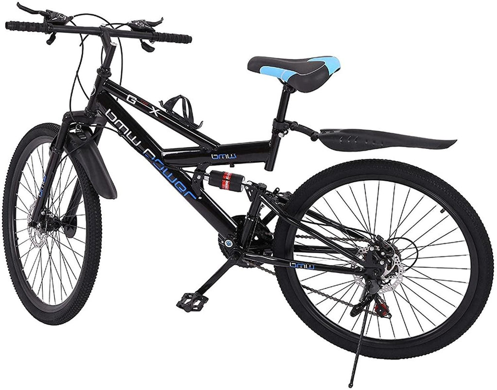 Mountain Bike for Adult/Mens/Womens, 26 Inch 21 Speed All-Terrain Bicycle, High Carbon Steel Frame, Disc Brake, Full Suspension