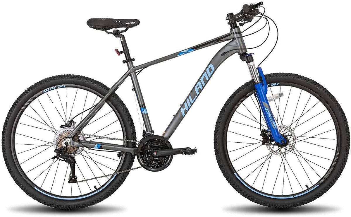 Hiland 27.5 Inch Mountain Bike 27-Speed MTB Bicycle for Man with 19.5 Inch Frame Lock-Out Suspension Fork Hydraulic Disc-Brake Urban Commuter City Bicycle Grey