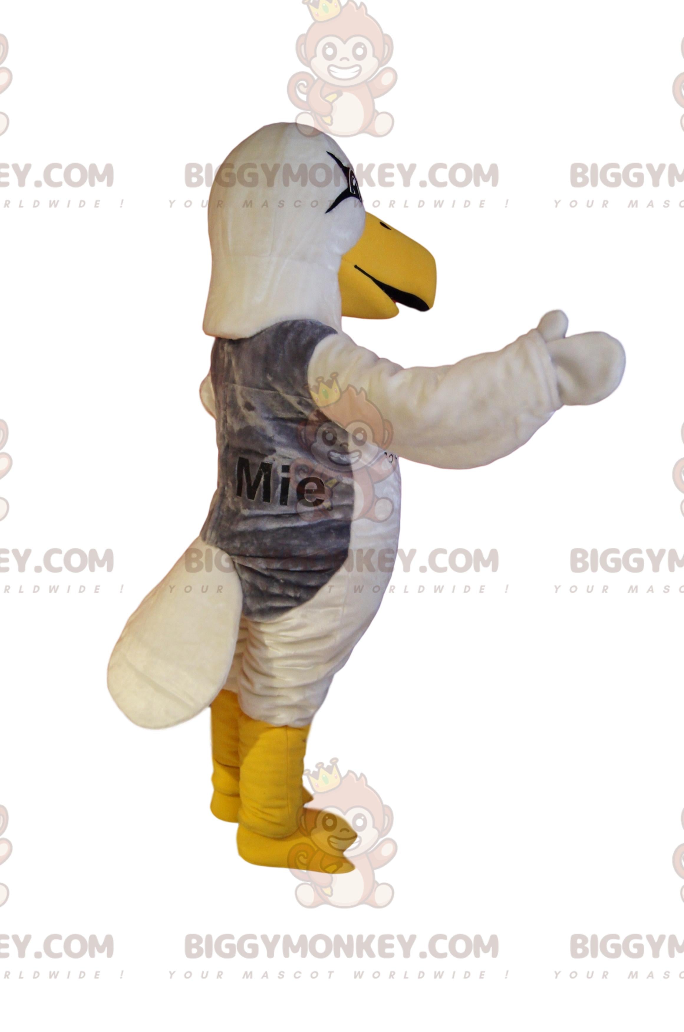 BIGGYMONKEYmascot costume of white gull with its large yellow beak