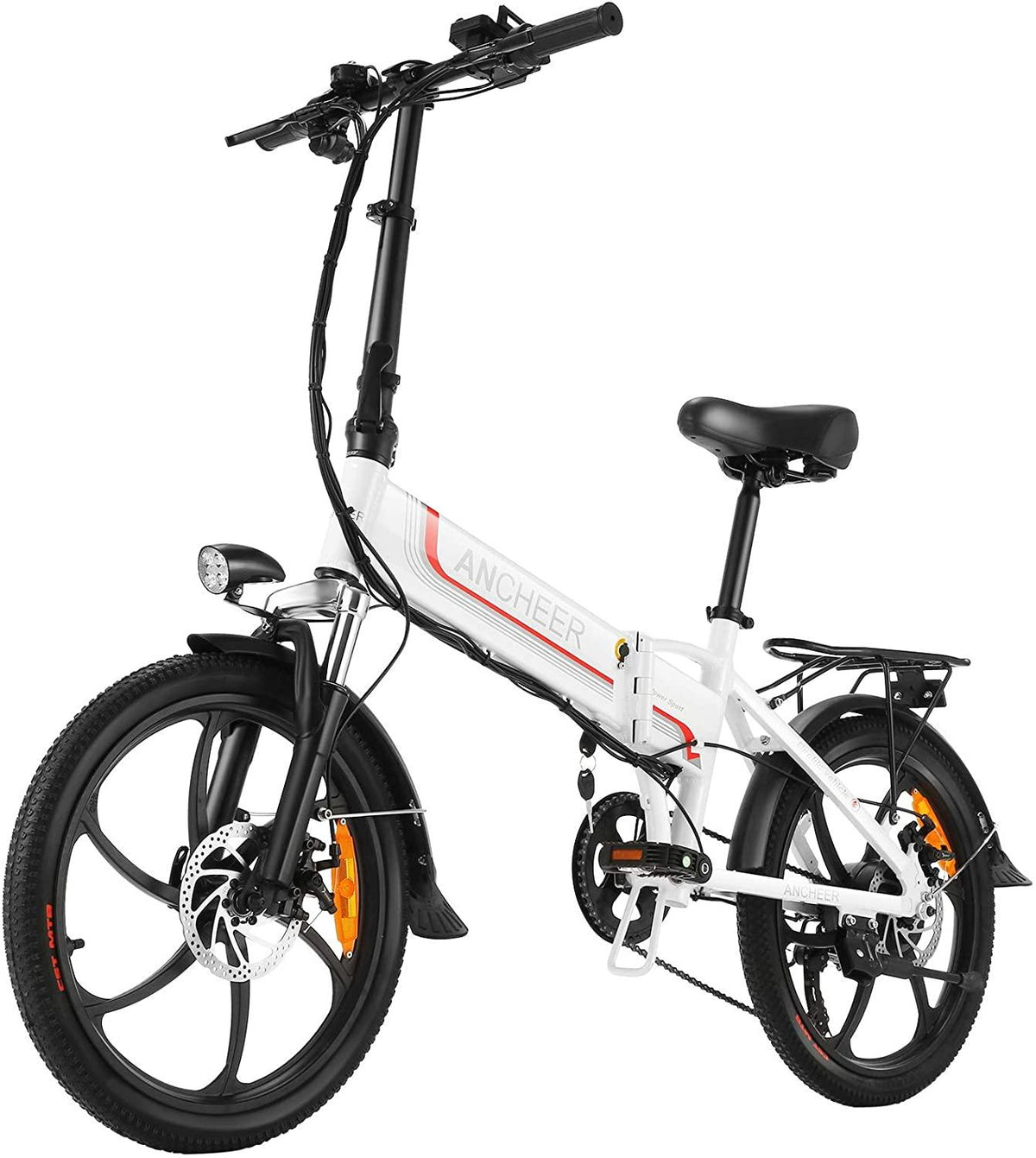 ANCHEER Folding Electric Bike Ebike, 20'' Electric Commuter Bicycle with 10AH Removable Lithium-Ion Battery, 48V 350W Motor and Professional Rear 7 Speed Gear