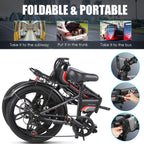 ANCHEER Folding Electric Bike Ebike, 20'' Electric Commuter Bicycle with 10AH Removable Lithium-Ion Battery, 48V 350W Motor and Professional Rear 7 Speed Gear
